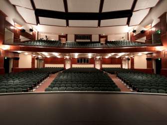 View from the stage of the large conference space at the Heritage Theater in Cedar City, Utah.