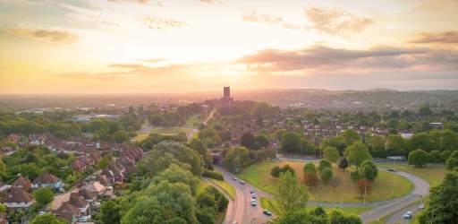 Sunrise above a cathedral in Guildford