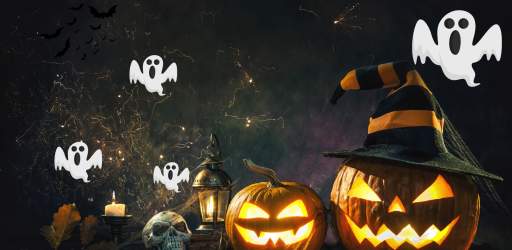 Halloween pumpkins and ghosts poster