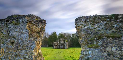 Stone walls and abbey at Waverley Abbey