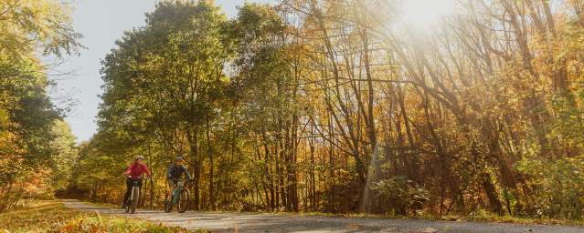 Couple Cycling on the GAP Fall - Frostburg MD