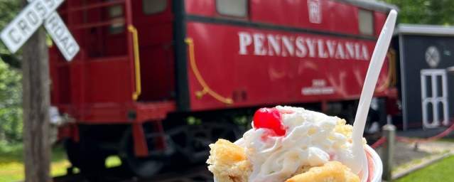 Ice cream sundae at the Caboose Food & Ice Cream in Madison Twp, PA