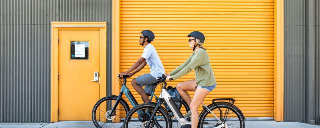 Couple on bikes