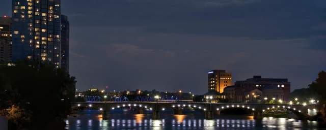 Grand Rapids River at night