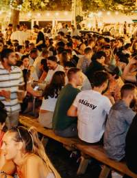 People sitting outside King Street Brew House at night in central Bristol - credit King Street Brew House