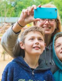 Family with giraffes at Bristol Zoo Project - credit Bristol Zoo Project