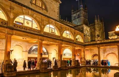 The Roman Baths at night