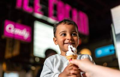 Child with ice cream in restaurant - credit Za Za Bazaar