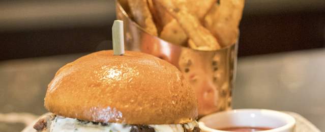 Burger and Fries at Trifecta