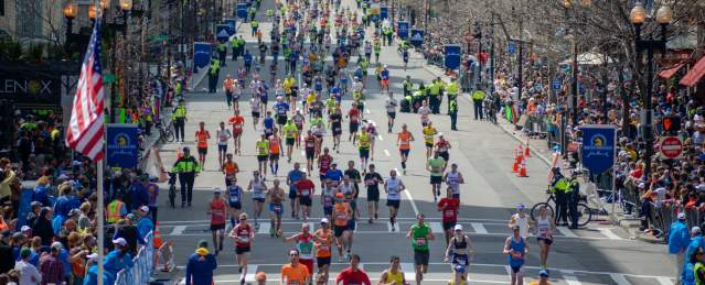 marathon runners on Boylston street