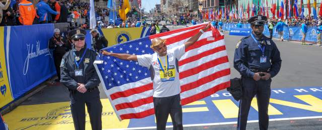 marathon history winner with flag