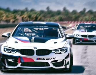 Cars racing along the BMW Performance Center track