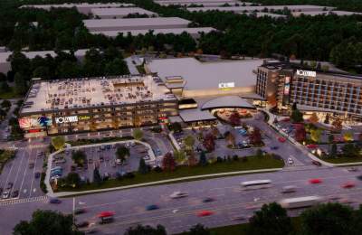 Hollywood Casino Aurora exterior aerial rendering