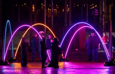 Birmingham Light Festival - Reunion installation outside of New Street