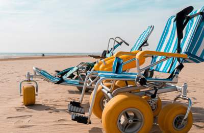 Landeez accessible beach wheelchairs for Bridlington Beach.