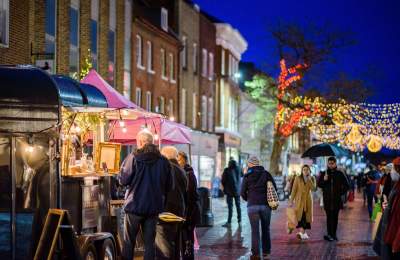 Chichester city centre at Christmas