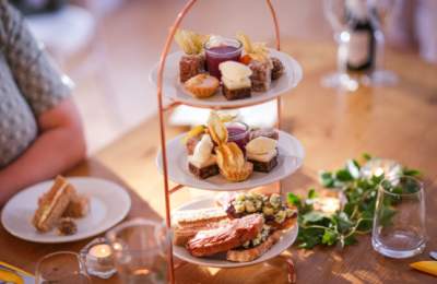 a cake stand at Cowdray