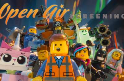 poster advertising the lego movie outdoor screening