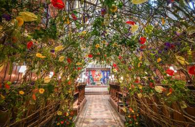 A floral installation at the 2024 Festival of Flowers, Chichester Cathedral