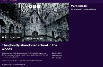 A webpage for a radio article on the Bedham school