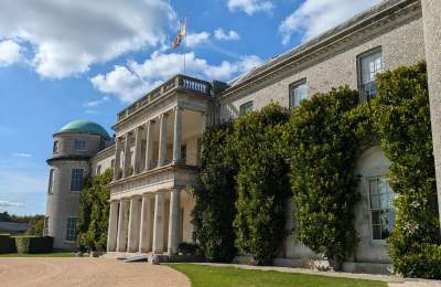 A front view of Goodwood House