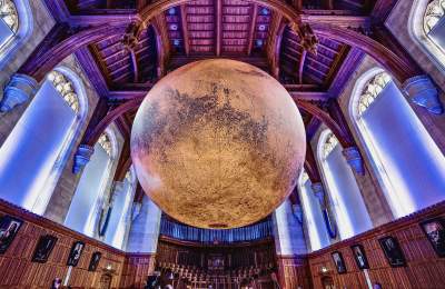 image of Luke Jerram's Mars installed in a cathedral
