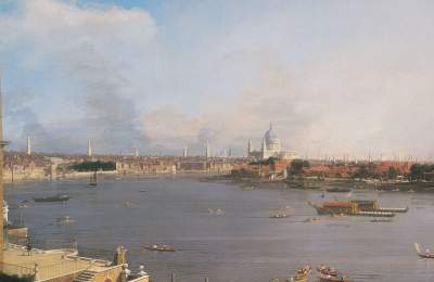 A view of London by Canaletto at Goodwood House