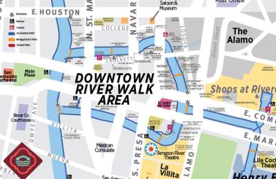 Map of accessible areas along River Walk