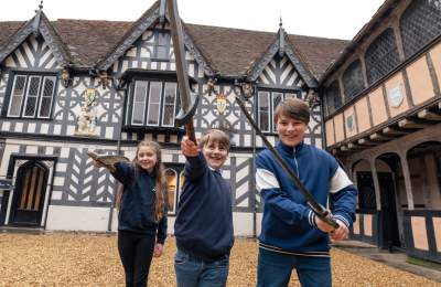Three children having fun at The Lord Leycester in Warwick