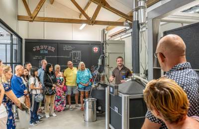 A group tour of the Shakespeare Distillery