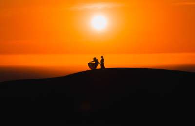Silhouette of a Couple in the Sunset