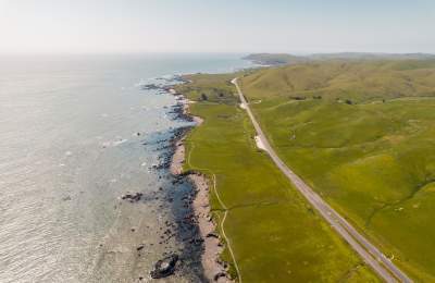 view of Highway 1 and coastline in SLO CAL