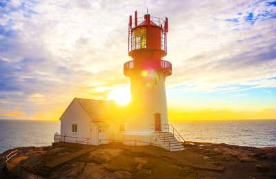 Lindesnes Lighthouse in sunset