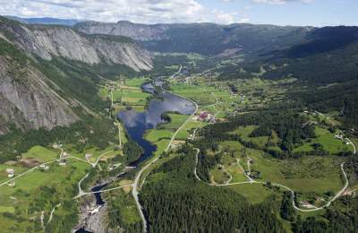 Valle in Setesdal, aerial photo