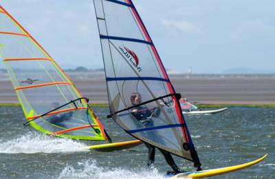 Windsurfers windsurfing West Kirby