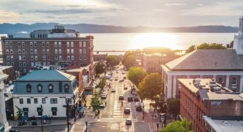 Downtown Burlington Waterfront at Sunset