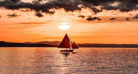 Sunset and Sailboat on Lake Champlain