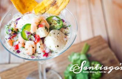 Santiago's Florida Kitchen and Craft Bar - Ceviche and Logo