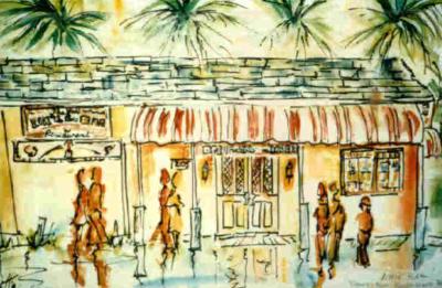 Kossett Watercolor Little Bar from the street