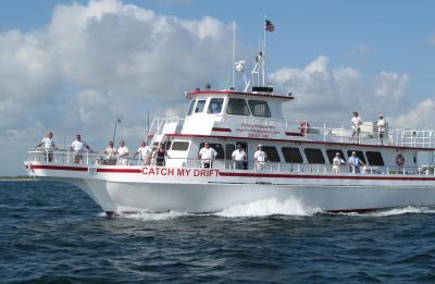 Our 85ft party fishing boat, the Catch My Drift