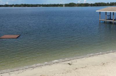 White sandy beach on Lake Placid.