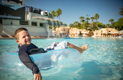 Kid on floats