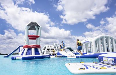 Challenge yourself to the floating obstacle course.