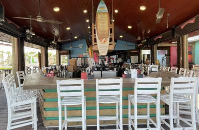 Beachfront dining and full bar