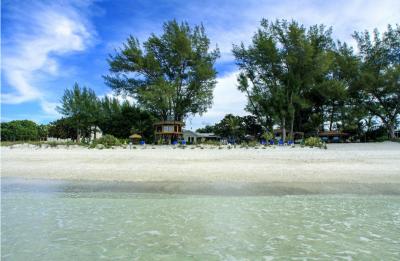 View of Angelinos Sea Lodge from the beach