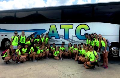 Danzas Cles from Rosario Argentina Group in front of the Avalos Transportation Company Inc. Bus