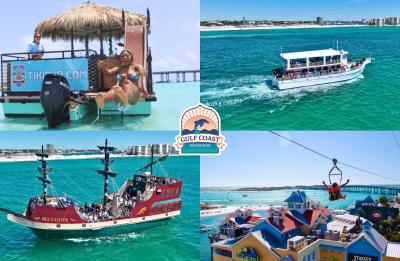 Dolphin cruises, pirate adventures, ziplining, tiki boats, & more with Gulf Coast Adventures!