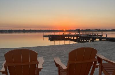 orange chairs on beach