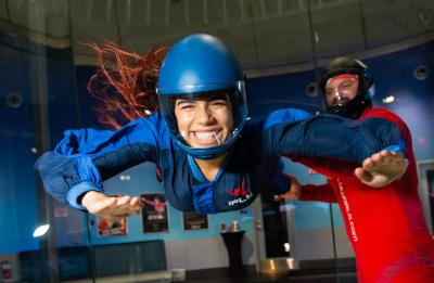 Student Flying in Wind Tunnel