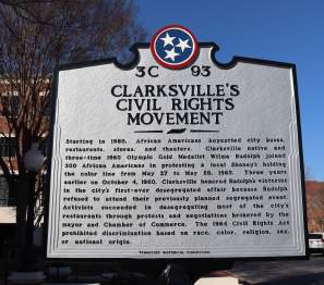 Signage placed at for the Clarksville Civil Rights Movement